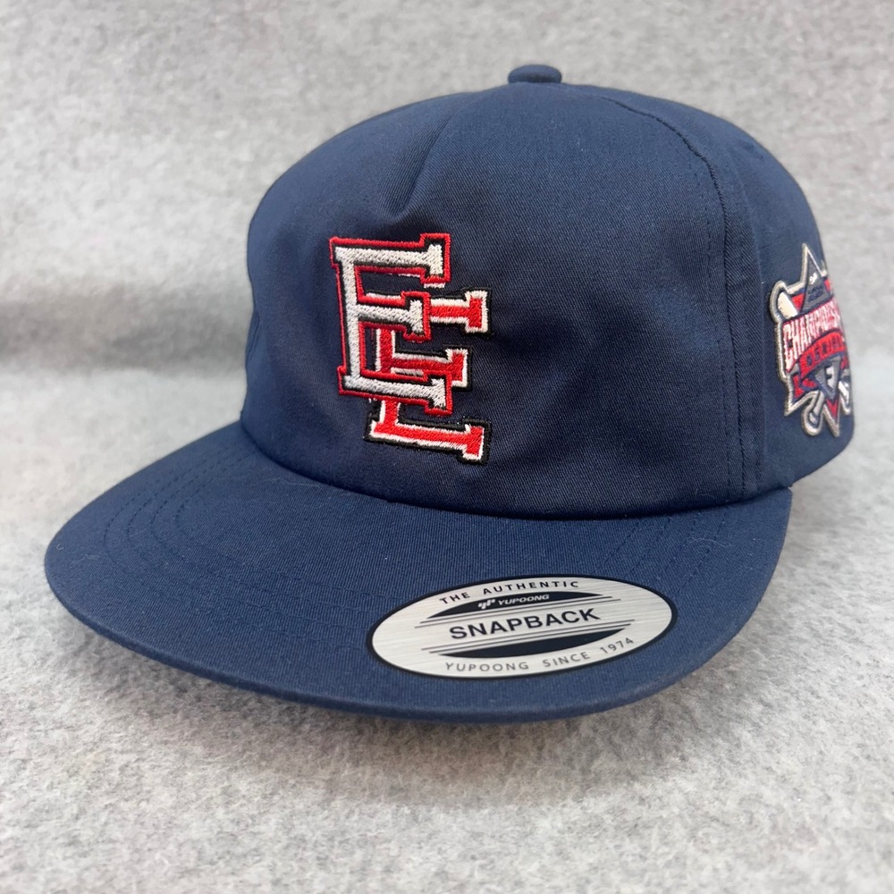 EE Logo Mens Navy Yupoong Snapback Hat 2022 Championship Series OSFA